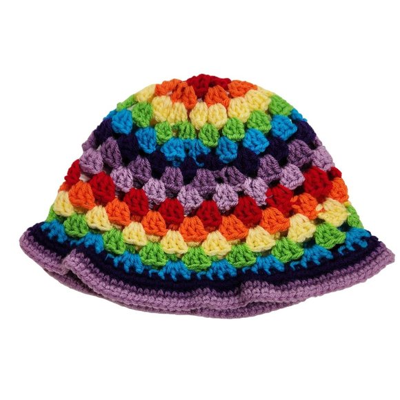 Bucket Hat multicolor granny handknit bright colorful rainbow - Picture 7 of 7